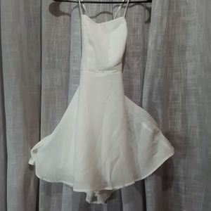 Short white string back dress